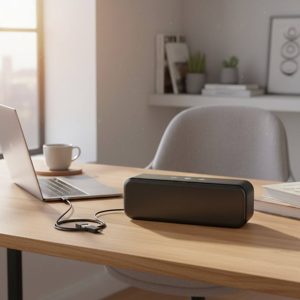 Alt View 1. Dazzed Corner - USB Plug-In Computer Soundbar with Touch Control, Deep Bass & USB-C Adapter - Black.