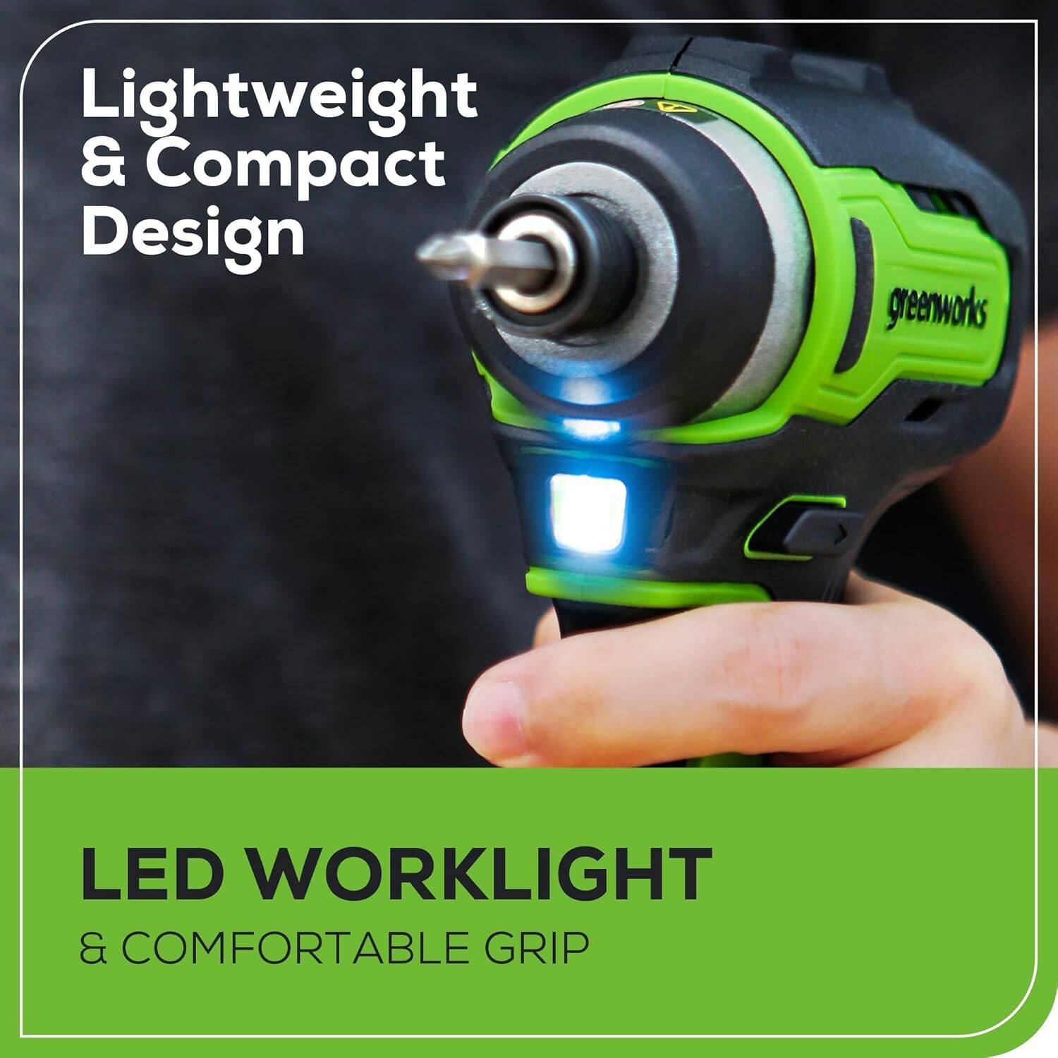 Lightweight & Compact Design

LED Worklight & Comfortable Grip
