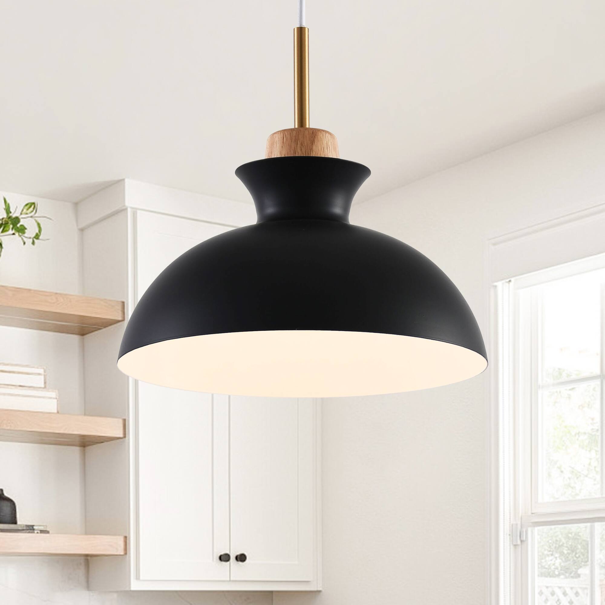 Back. Parrot Uncle - 1-Light Modern Black Hanging Pendant Light - Black.