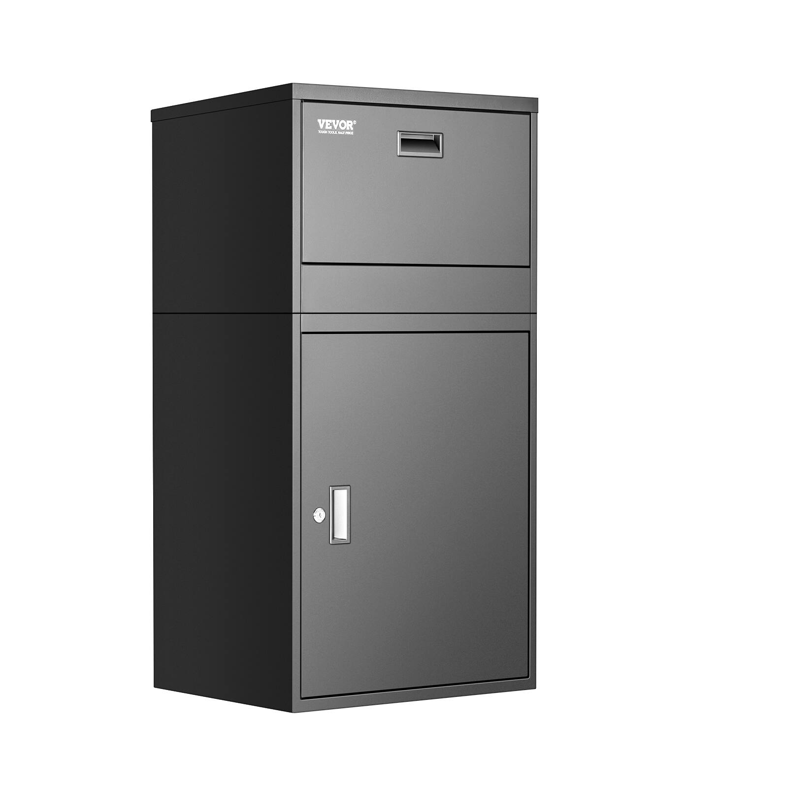 Alt View 5. VEVOR - Package Delivery Boxes for Outside, 38.6 in Mailbox for Parcel with Lock, Galvanized Steel Package Drop Box - Black.