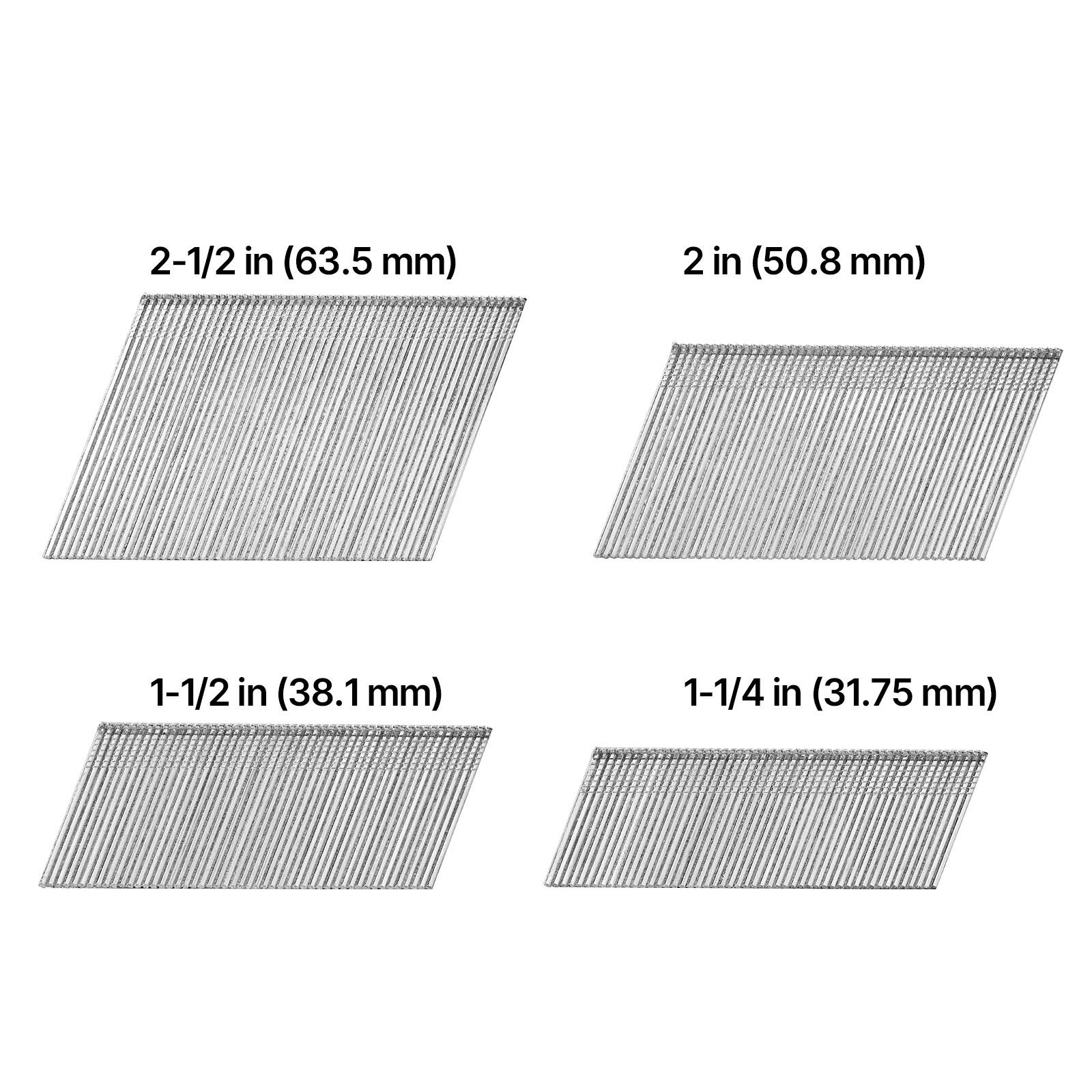2-1/2 in (63.5 mm)  
2 in (50.8 mm)  
1-1/2 in (38.1 mm)  
1-1/4 in (31.75 mm)