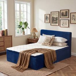 Ovios - Full 16" Plush Mattress with Memory Form in a Box, Detachable Headboard Included - Blue
