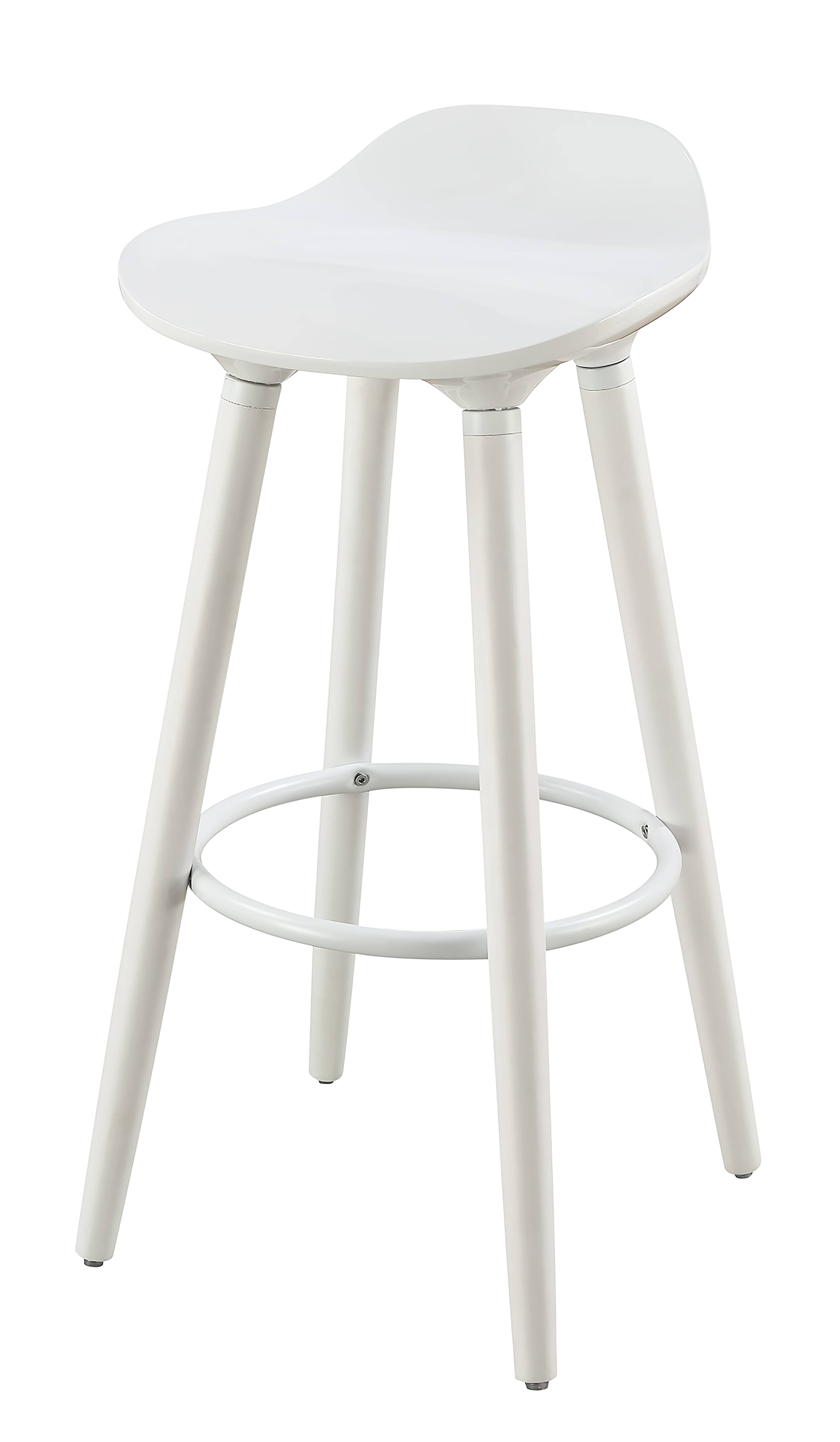 Angle. Elle Decor - Caroline Wood Bar Stool - White.