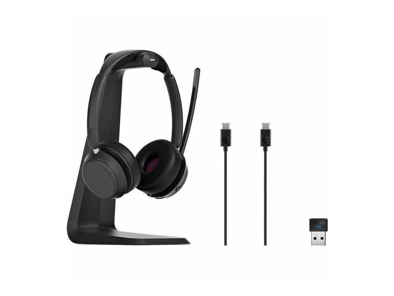 Alt View 5. EPOS - EPOS IMPACT 1061T Headset - Stereo - Wireless - Bluetooth - On-ear - Binaural - Circumaural - Noise Canceling - Black.
