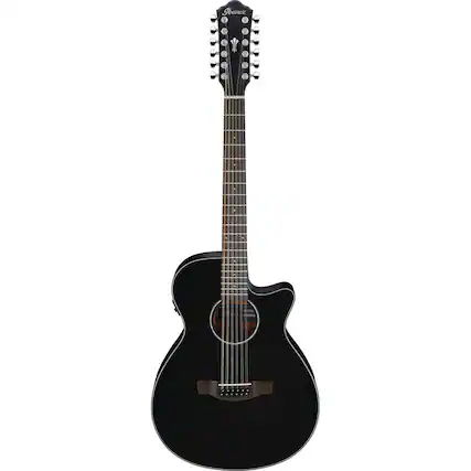 Front. Ibanez - Ibanez AEG5012 AEG Single-Cutaway 12-String Acoustic Electric Guitar, Black.