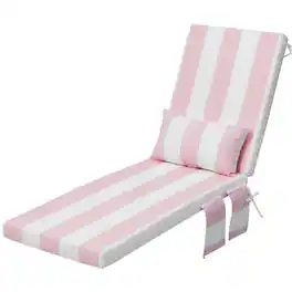 Crestlive Products - Outdoor Lounge Chair Cushions Patio Chaise Lounge Chair Seat Cushion with Pillow - Pink White