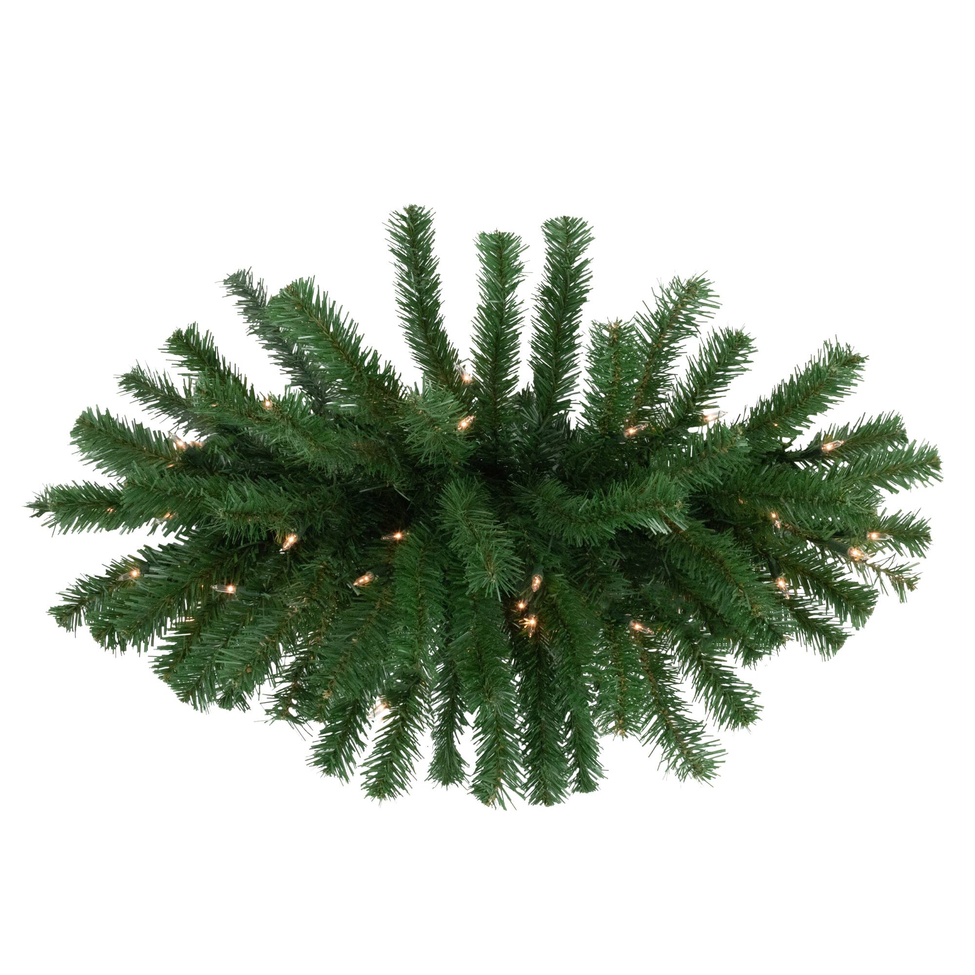 Front. Northlight - Pre-Lit Dorchester Pine Artificial Christmas Swag - 28" - Clear Lights - Green.