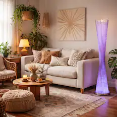 Front. FC Design - 55"H Red & Gold Twisted Rod Vase with LED Floor Lamp.