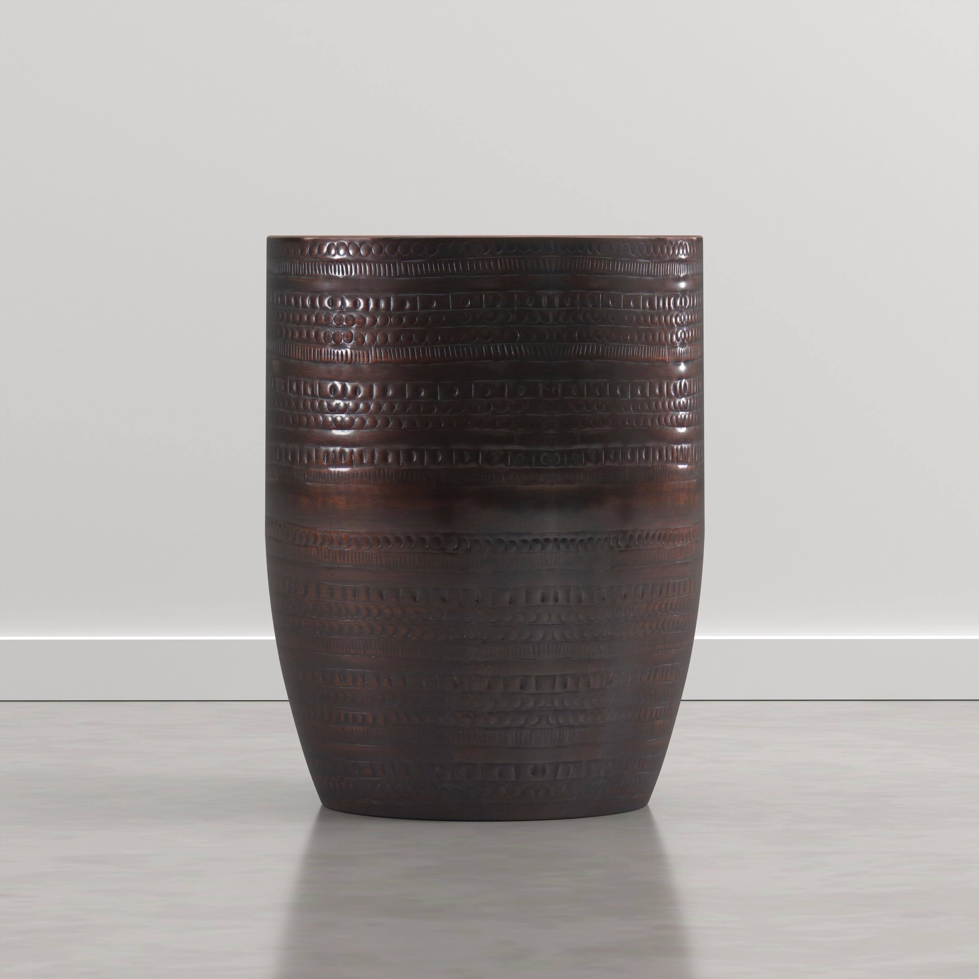 Back. Simpli Home - Johnsen 15 inch Wide Metal Drum Accent Table, Dark Bronze - Dark Bronze.