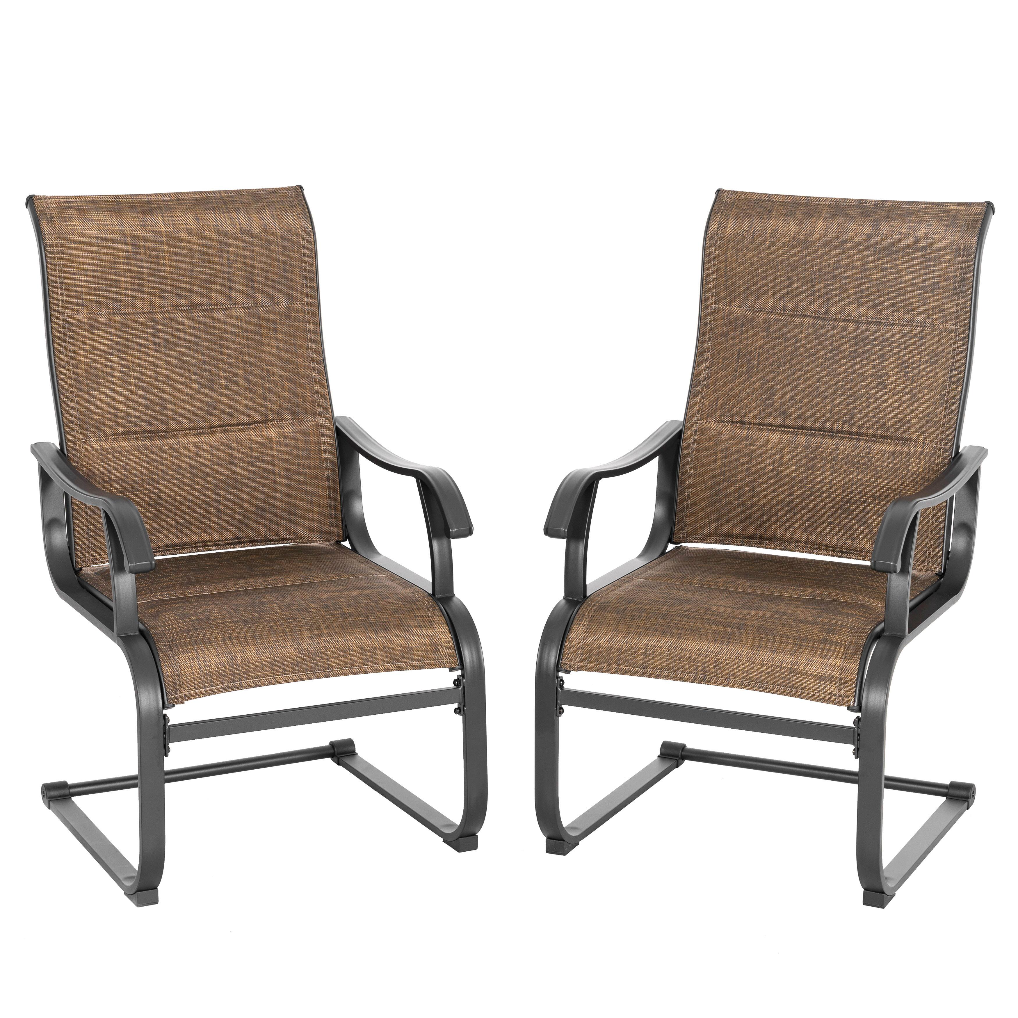 Left. Nuu Garden - Nuu Garden Patio Chair Set of 2, Comfortable Textilene Outdoor Dining Chairs - Brown.