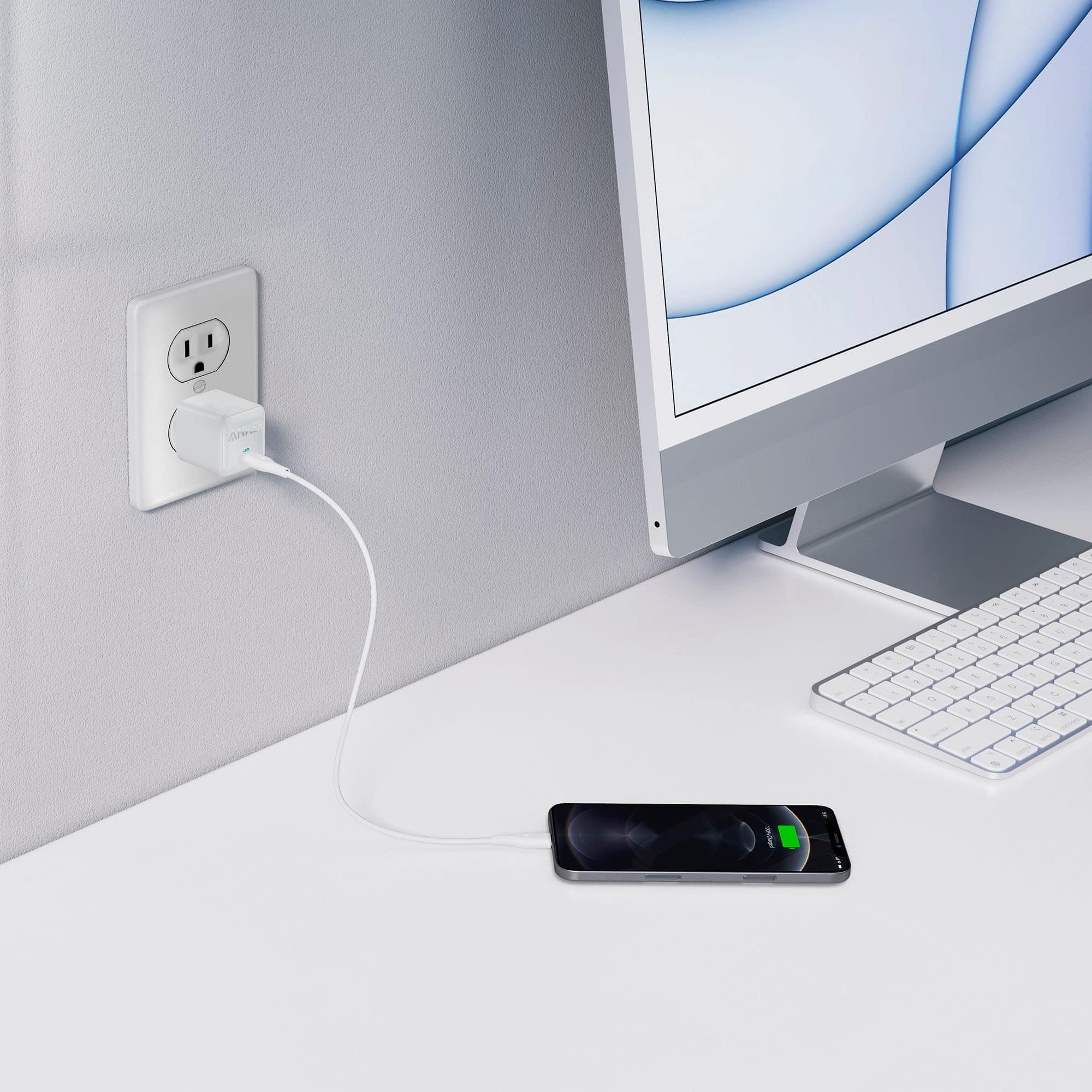 Alt View 11. Anker - 20W Wall Charger - White.