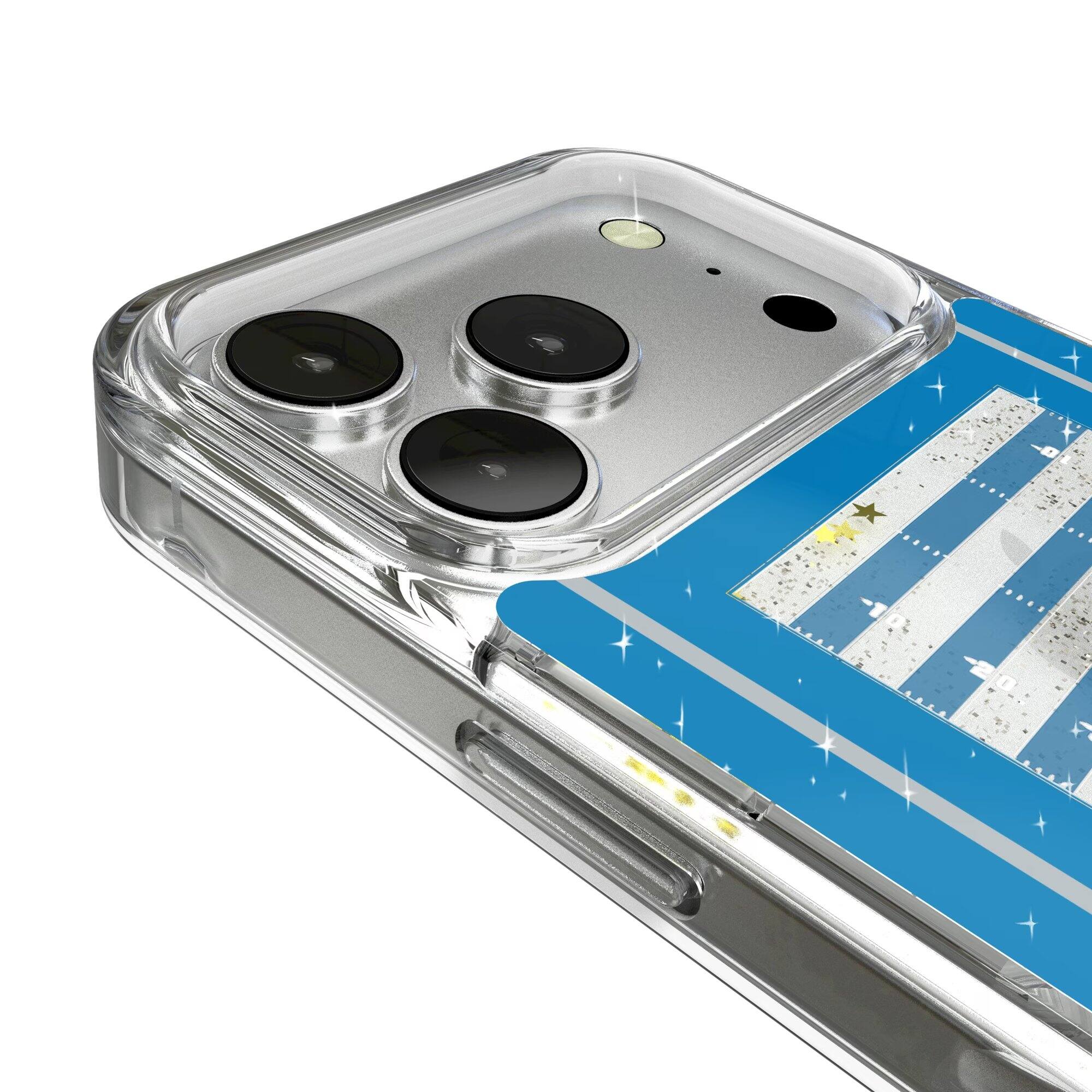 Alt View 2. Keyscaper - Detroit Lions iPhone Field Design Glitter Case - 15 Pro - Multicolor.