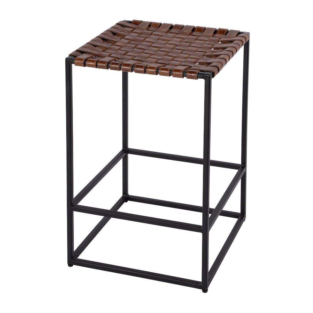 Back. Butler Specialty - 24 in. Seat Height Leather and Iron Backless Counter Stool with Footrest - Brown.