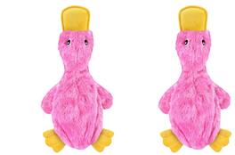 Link - Active Crinkle Dog Toy for Small, Medium, and Large Breeds, Cute No Stuffing Duck with Soft Squeaker (2 Pack) - Pink