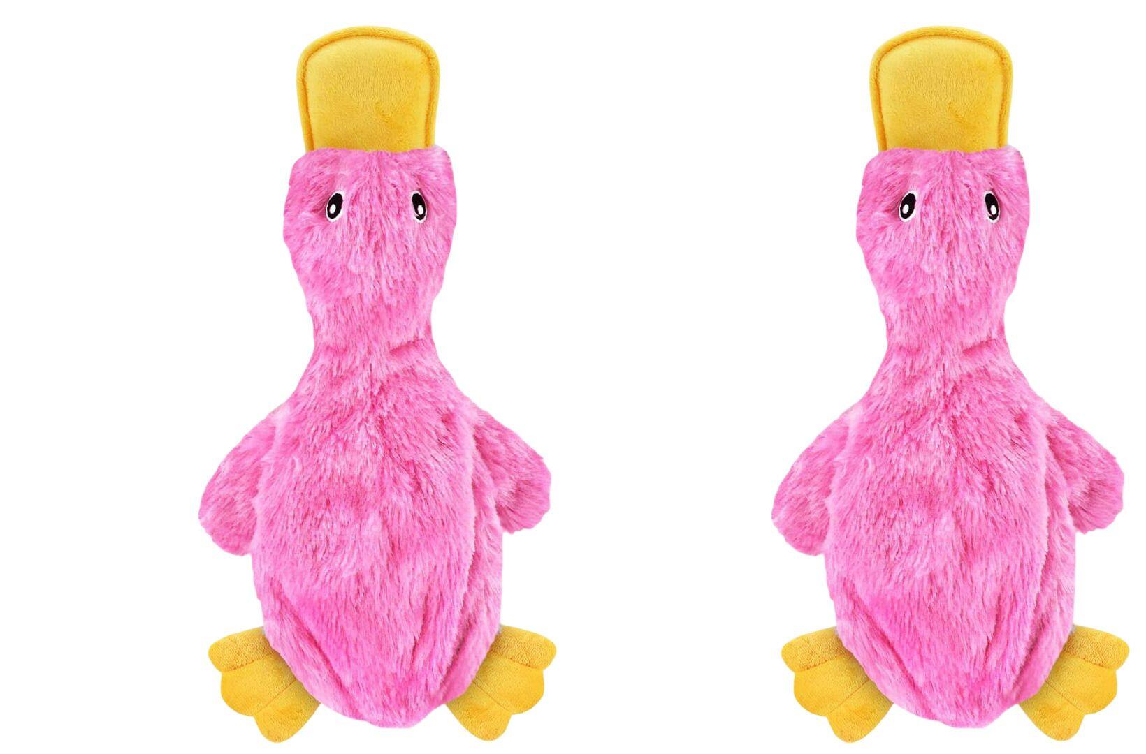 Front. Link - Link Active Crinkle Dog Toy for Small, Medium, and Large Breeds, Cute No Stuffing Duck with Soft Squeaker Pink (2 Pack) - Pink.