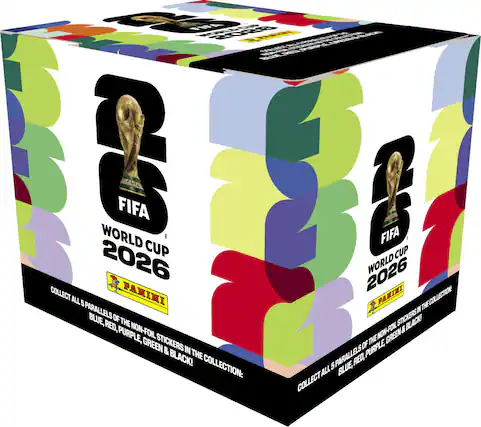 WE MR! WORLD FIFA CUP 2026 COLLECT ALL 5 PANINI PARALLELS: BLUE, RED, PURPLE, GREEN, AND BLACK! THE COLLECTION: FIFA CUP 2026 WORLD PANINI. COLLECT ALL 5 PARALLELS OF THE NON-FOIL STICKERS IN THE COLLECTION: BLUE, RED, PURPLE, GREEN & BLACK!