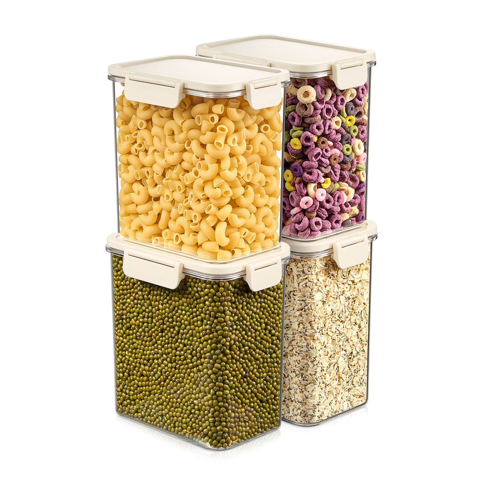Sorbus - Four Pack Airtight Food Storage Container- Stackable Pantry Canister with Secure Lid for Rice, Cereal - Clear