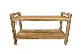 EcoDecors - Classic 35" Shower Bench With Shelf And LiftAide Arms - EarthyTeak