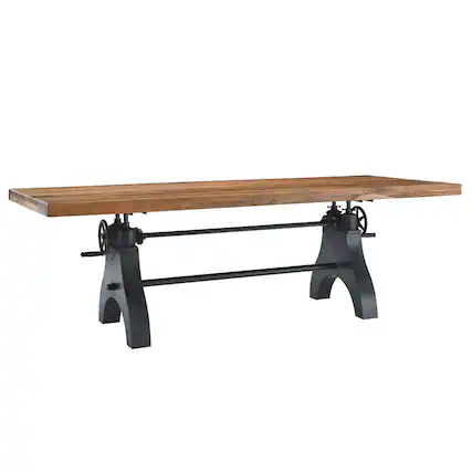 Front. Modway - Genuine 96" Crank Adjustable Height Dining and Conference Table by Modway - Black Natural.