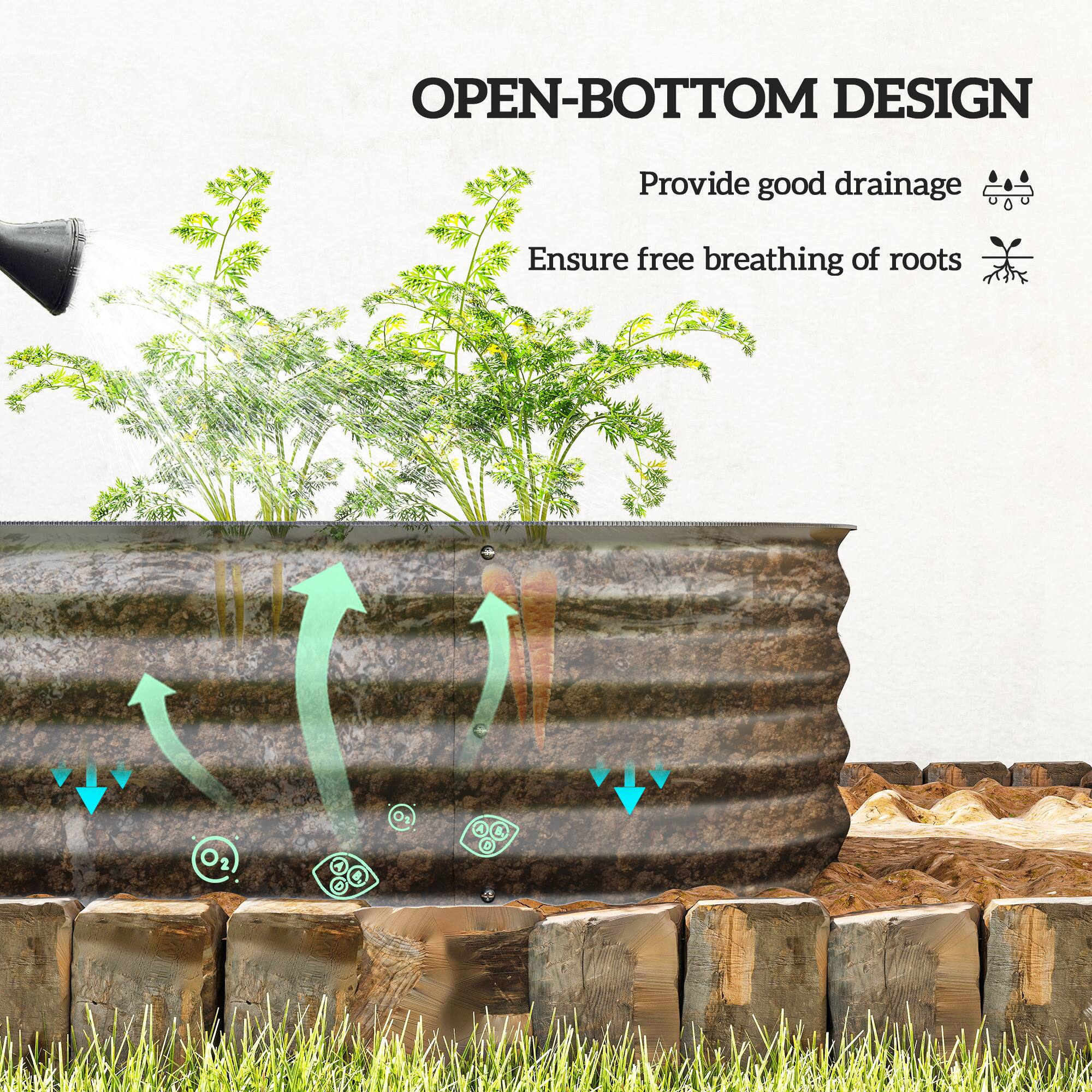 OPEN-BOTTOM DESIGN  
Provide good drainage  
Ensure free breathing of roots