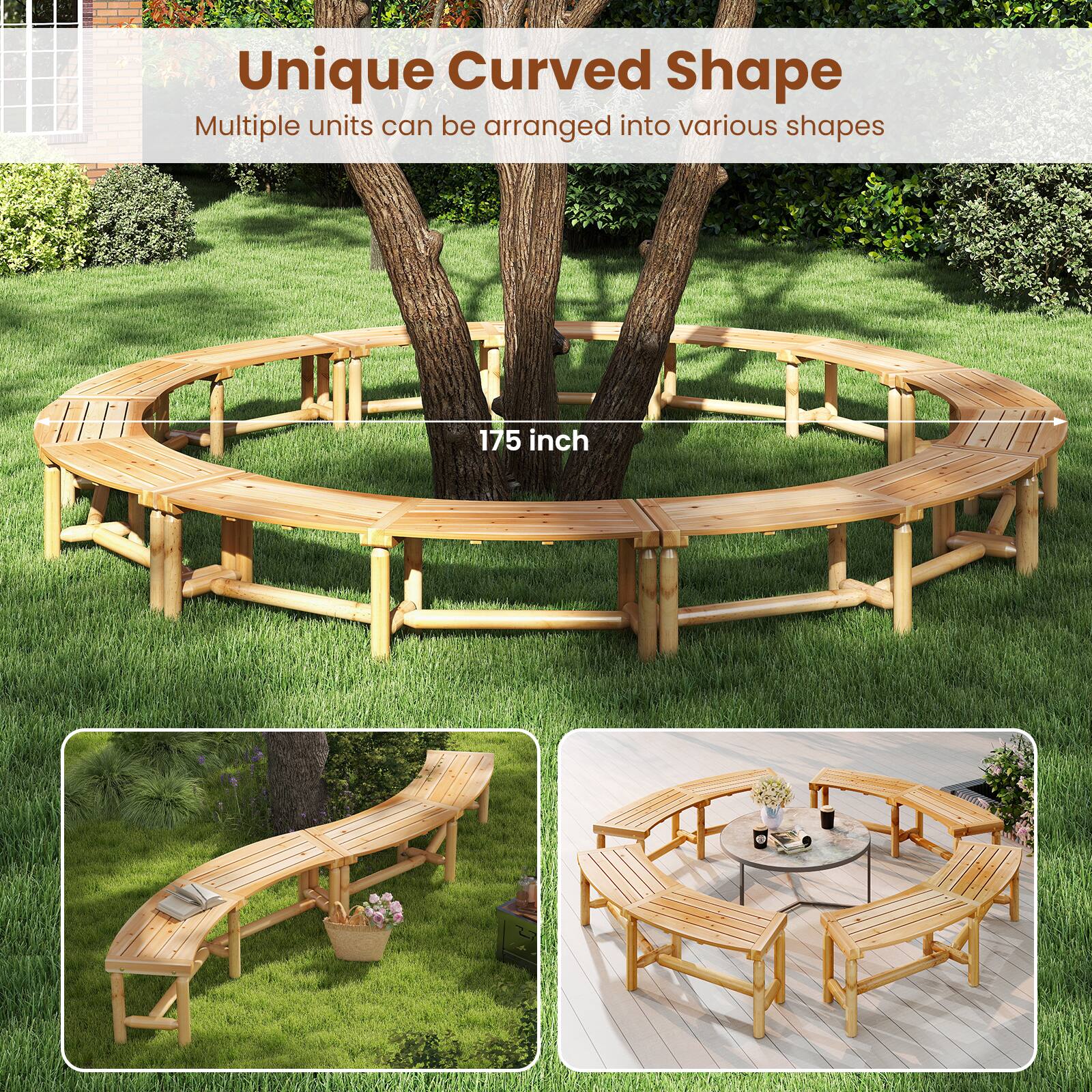 Unique Curved Shape  
Multiple units can be arranged into various shapes  

175 inch