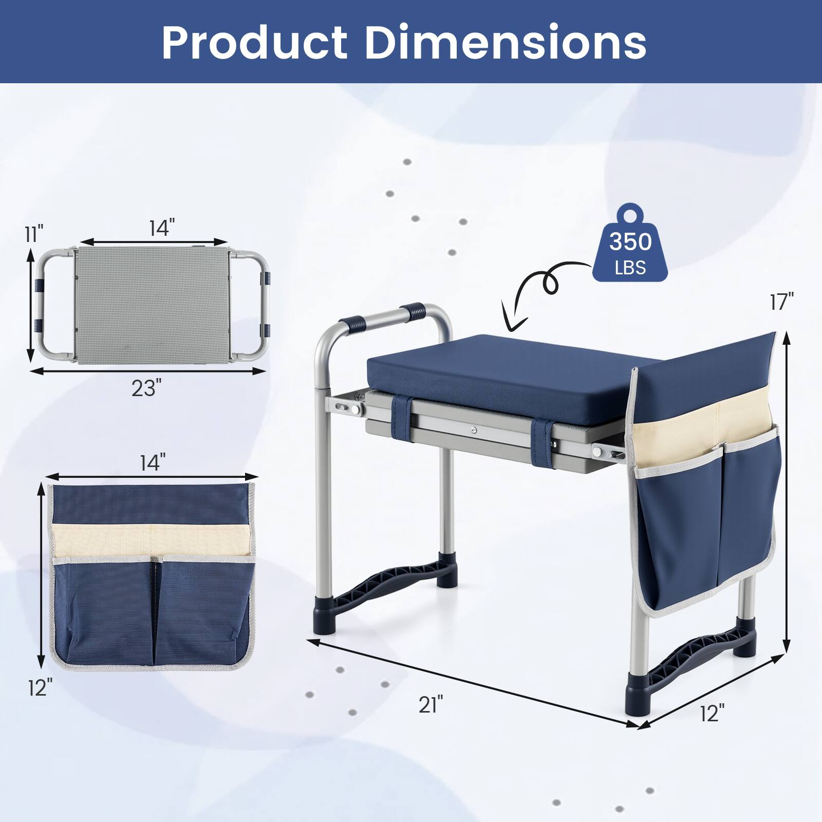 Product Dimensions: 11" x 14" x 23" x 17" x 21" x 12" x 14" x 12", 350 LBS