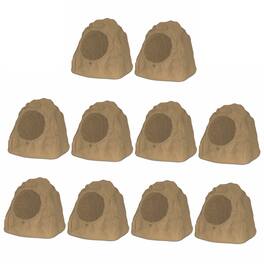 Theater Solutions by Goldwood - 10R8S Outdoor 8" Rock 10 Piece Speaker Set for Deck Pool Spa Yard Garden - Sandstone