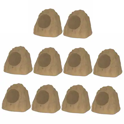 Front. Theater Solutions by Goldwood - 10R8S Outdoor 8" Rock 10 Piece Speaker Set for Deck Pool Spa Yard Garden - Sandstone.