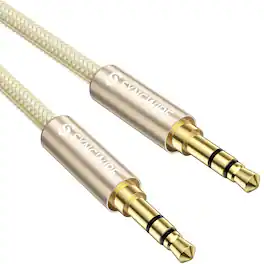 Syncwire - 3.5mm Nylon Braided Aux Cable (3.3ft/1m, Hi-Fi Sound), Audio Auxiliary Input Adapter Male to Male Cord - Gold