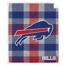 Pegasus - Buffalo Bills 60- x 70- Plaid Steel Ultra Cozy Sherpa Blanket - Multicolor