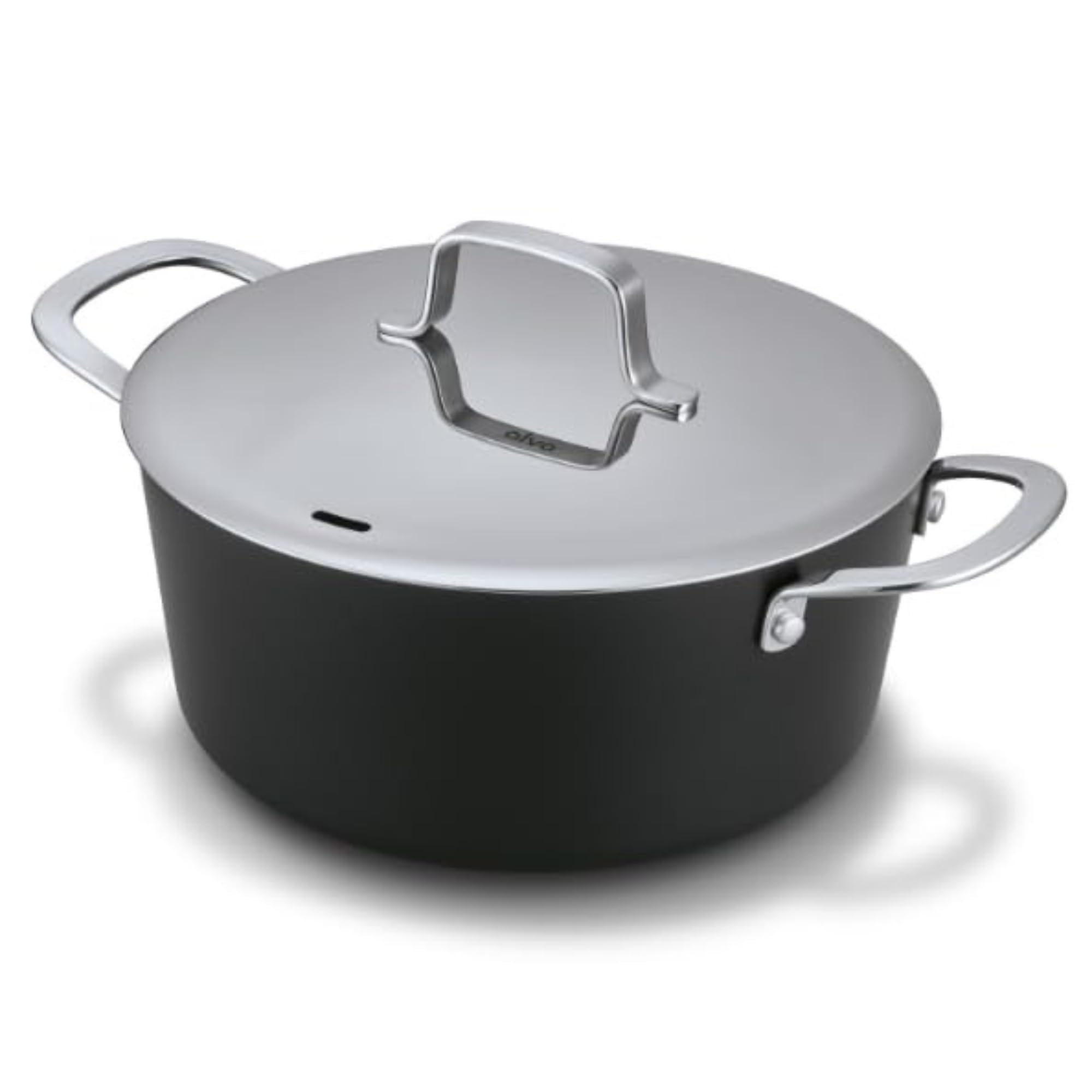 Front. Alva - Alva Maestro Nonstick Stock Pot with Lid 4.5Qt. - Easy to Clean, Oven Safe - Black.