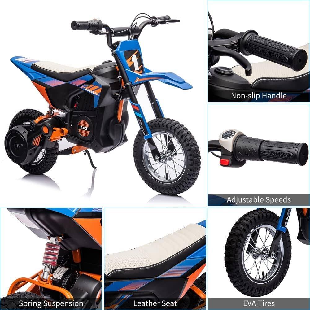 AWSA Non-slip Handle  
RACE MOTORS  
Adjustable Speeds  
Spring Suspension  
Leather Seat  
EVA Tires
