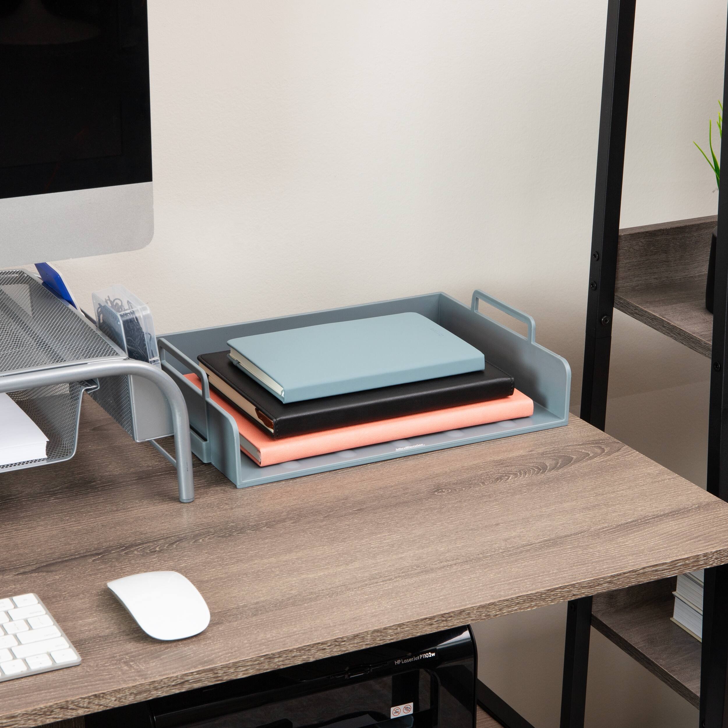 Alt View 6. Mind Reader - Stackable Paper Tray, Desktop Organizer, File Storage, Office, Plastic, 4 Pcs. - Gray.