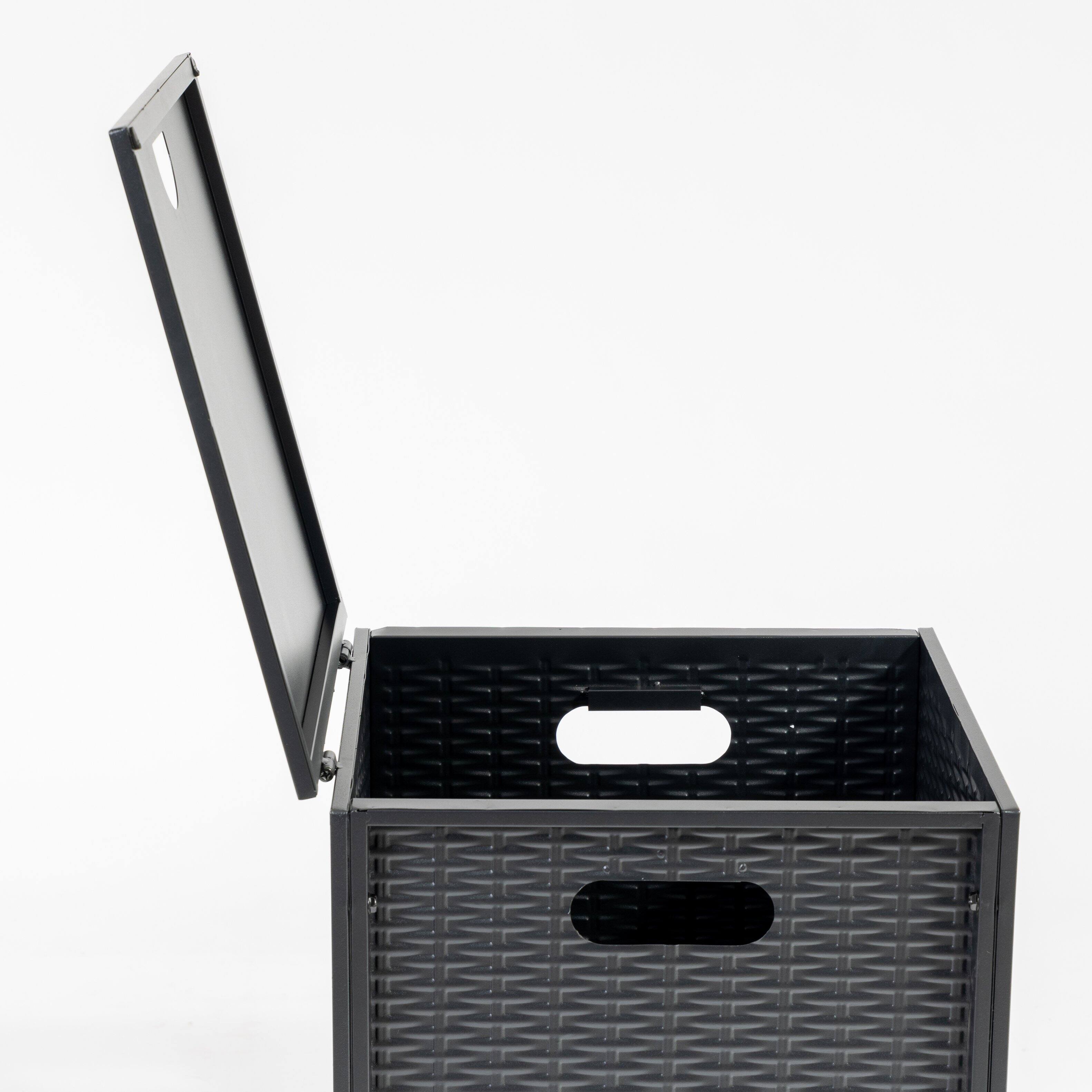 Alt View 1. Mondawe - Imitation Woven Rattan Surface Propane Tank Cover Table - Black.