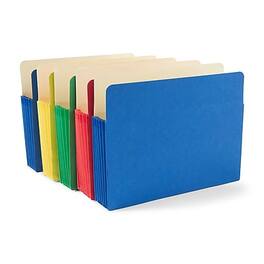 Staples - File Pockets, 5.25" Expansion, Letter Size, 5/Pack - Assorted Colors