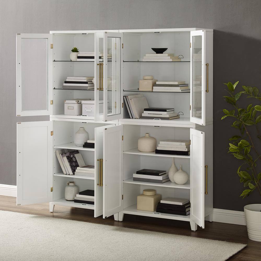 Alt View 8. Crosley Furniture - Roarke 2Pc Pantry Storage Cabinet W/Glass Door Hutch Set - 2 Pantries - White.