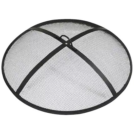 Front. Sunnydaze - 22 in Steel Round Fire Pit Spark Screen - Black.