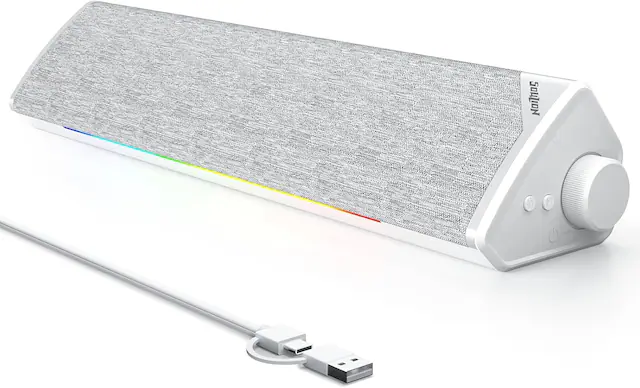Front. Stamp n Camp - SOULION R60 Bluetooth Computer Speakers, USB-C/USB Plug-N-Play PC Speakers with LED Dynamic Light, Surround Sound for - defualt.