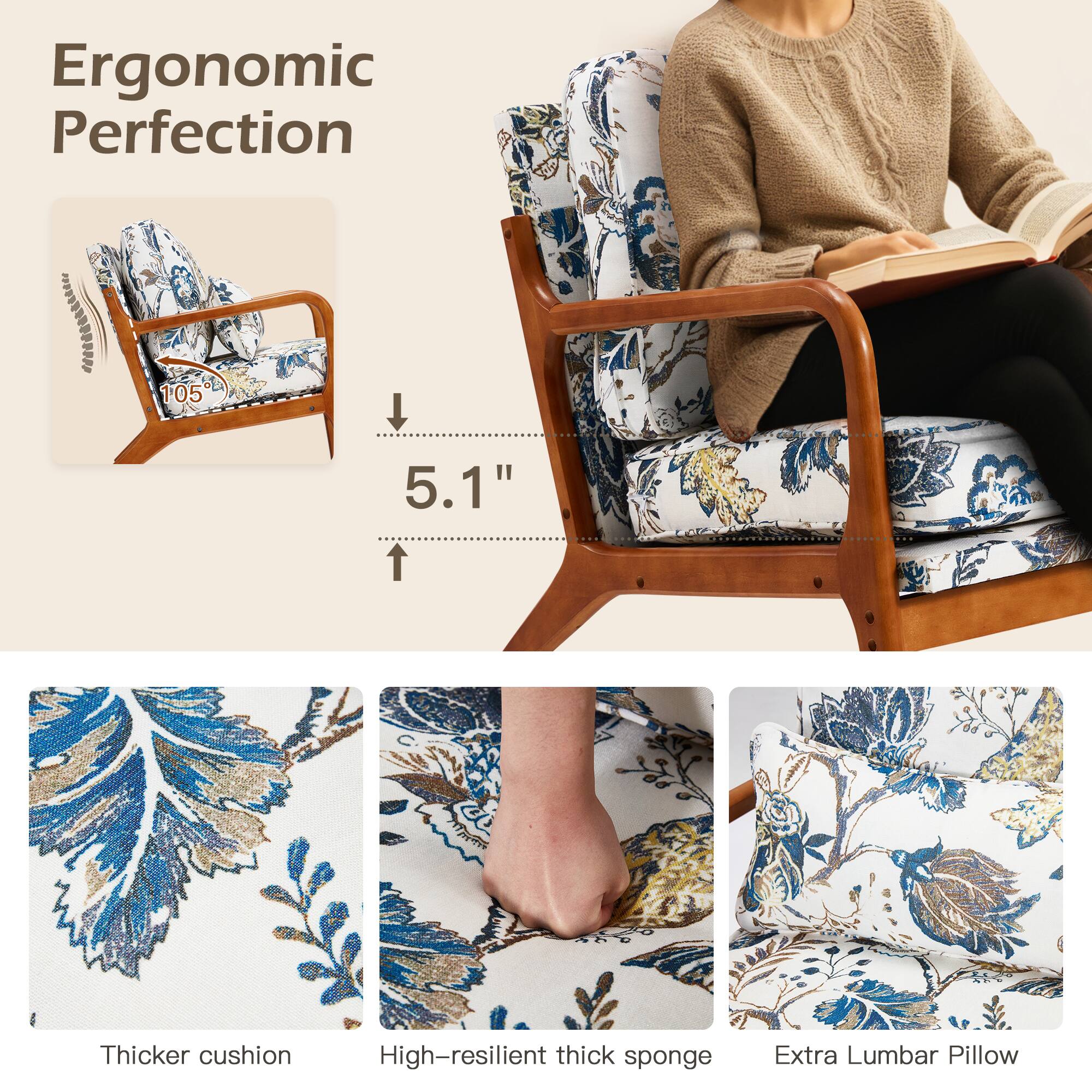 Ergonomic Perfection

105°

5.1"

Thicker cushion

High-resilient thick sponge

Extra Lumbar Pillow