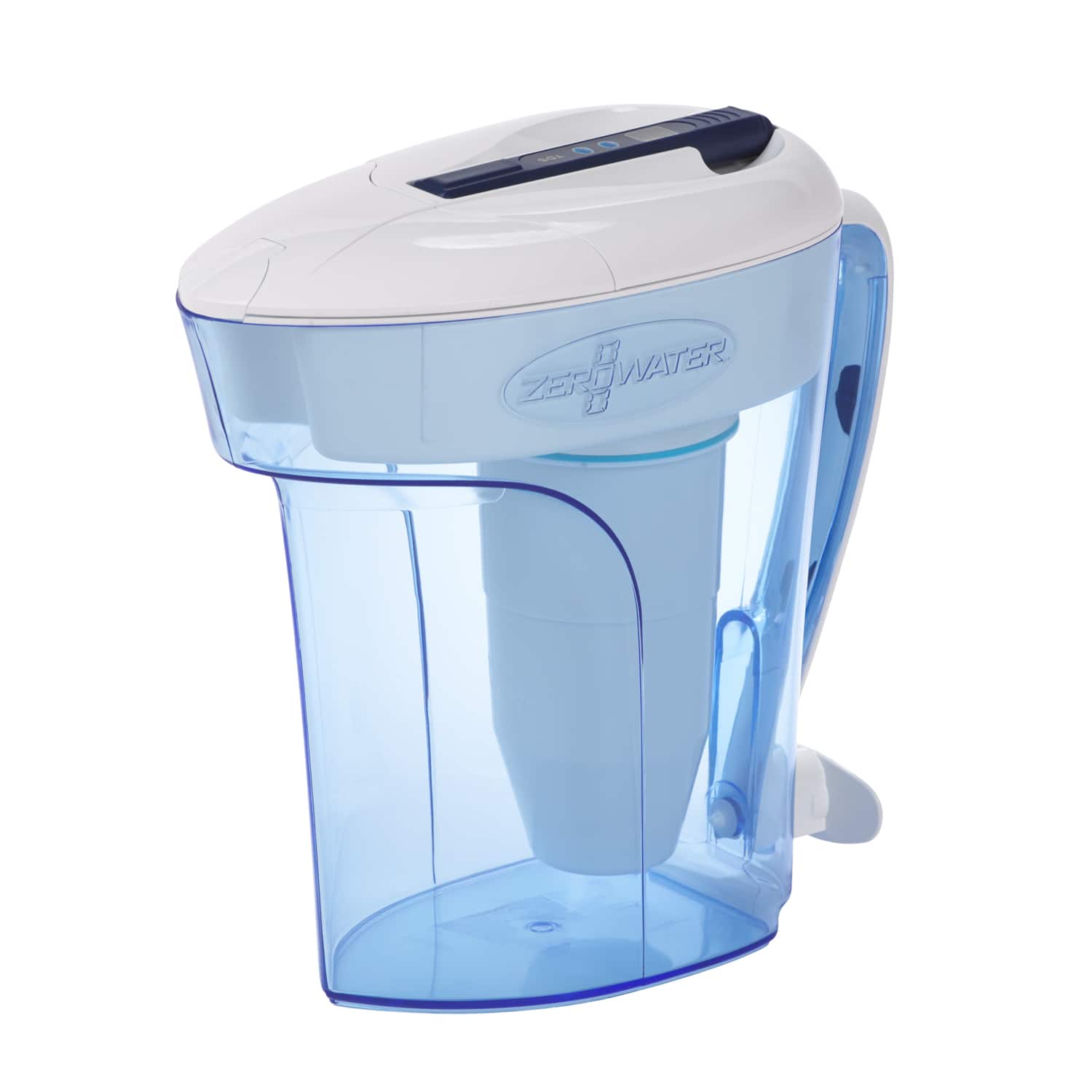 Angle. ZeroWater - ZeroWater 12 Cup Ready-Pour™ 5-stage Water Filtration Pitcher - Blue.