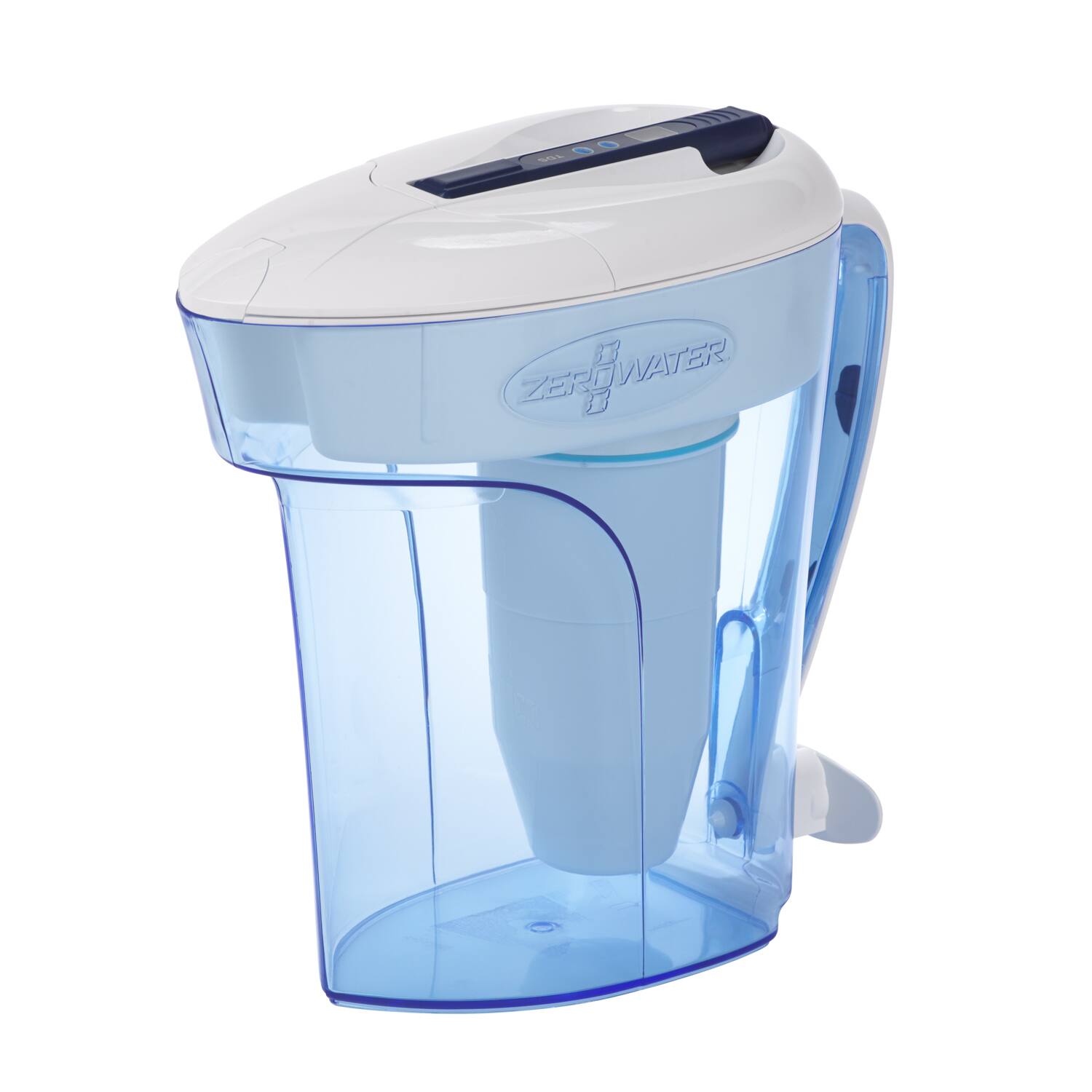 Angle. ZeroWater - ZeroWater 12 Cup Ready-Pour™ 5-stage Water Filtration Pitcher - Blue.