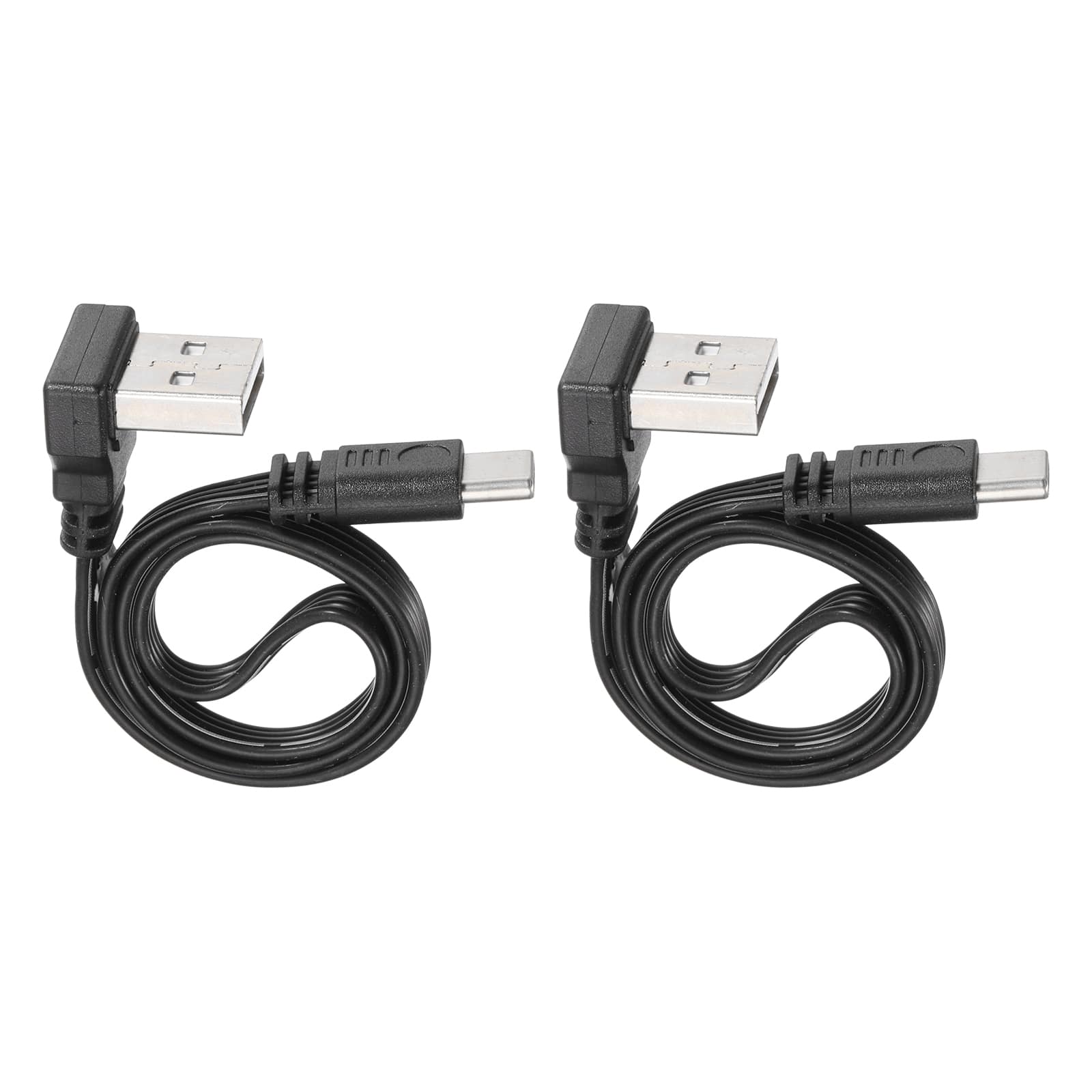 Unique Bargains - 90 Degree USB A to USB C Cable, 11.8 Inch, UP&Down Angle A to C, 480Mbps, Silicone, for Phone/Tablet/Laptop/Car Charger - Black