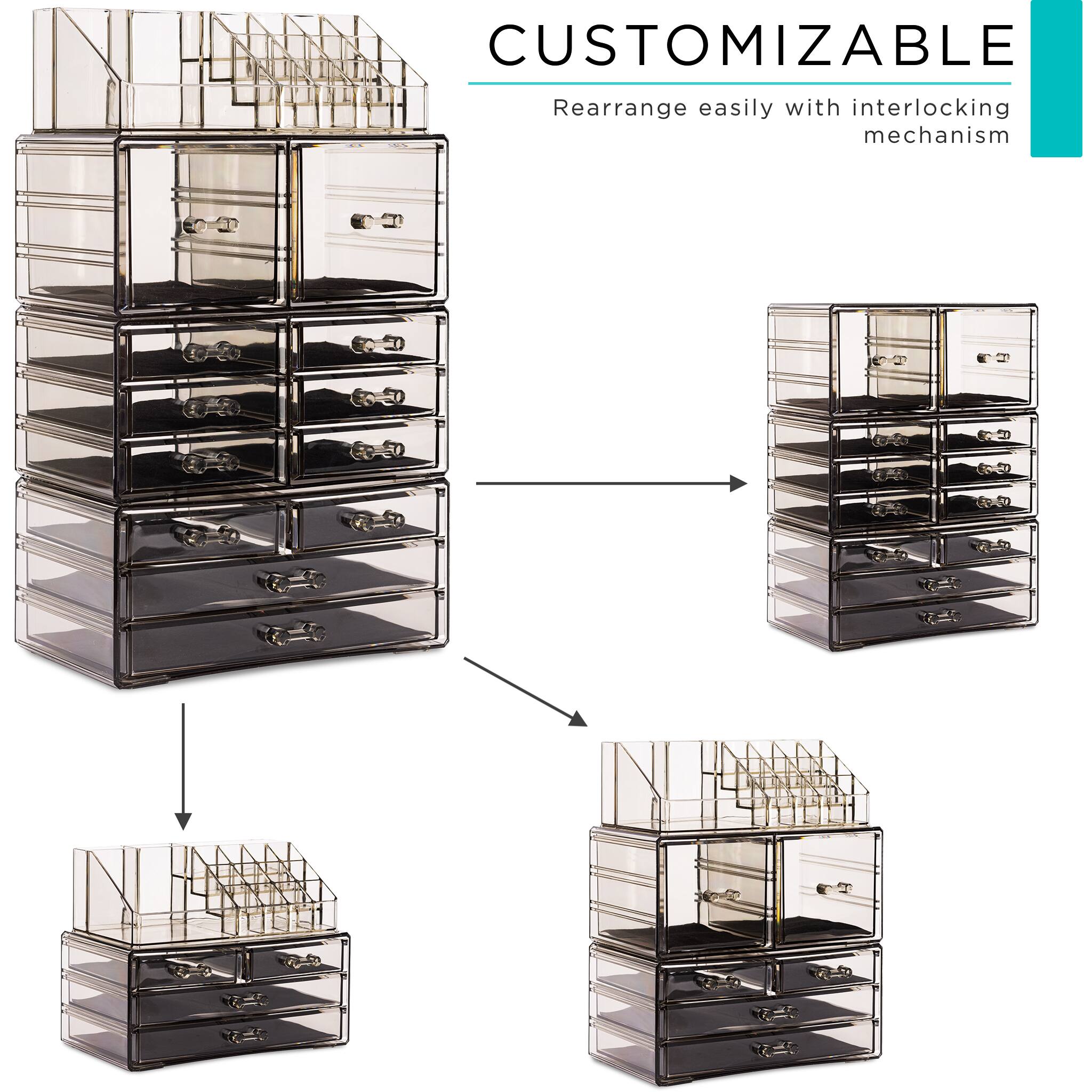 CUSTOMIZABLE  
Rearrange easily with interlocking mechanism