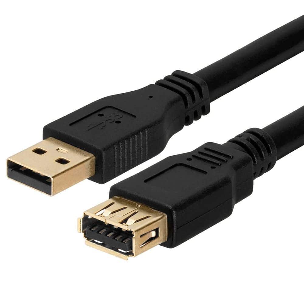 Cmple.com - Cmple - USB Extension Cable 10ft Type A USB 3.0 Male to Female Cord for External Hard Drive, Keyboard - Black