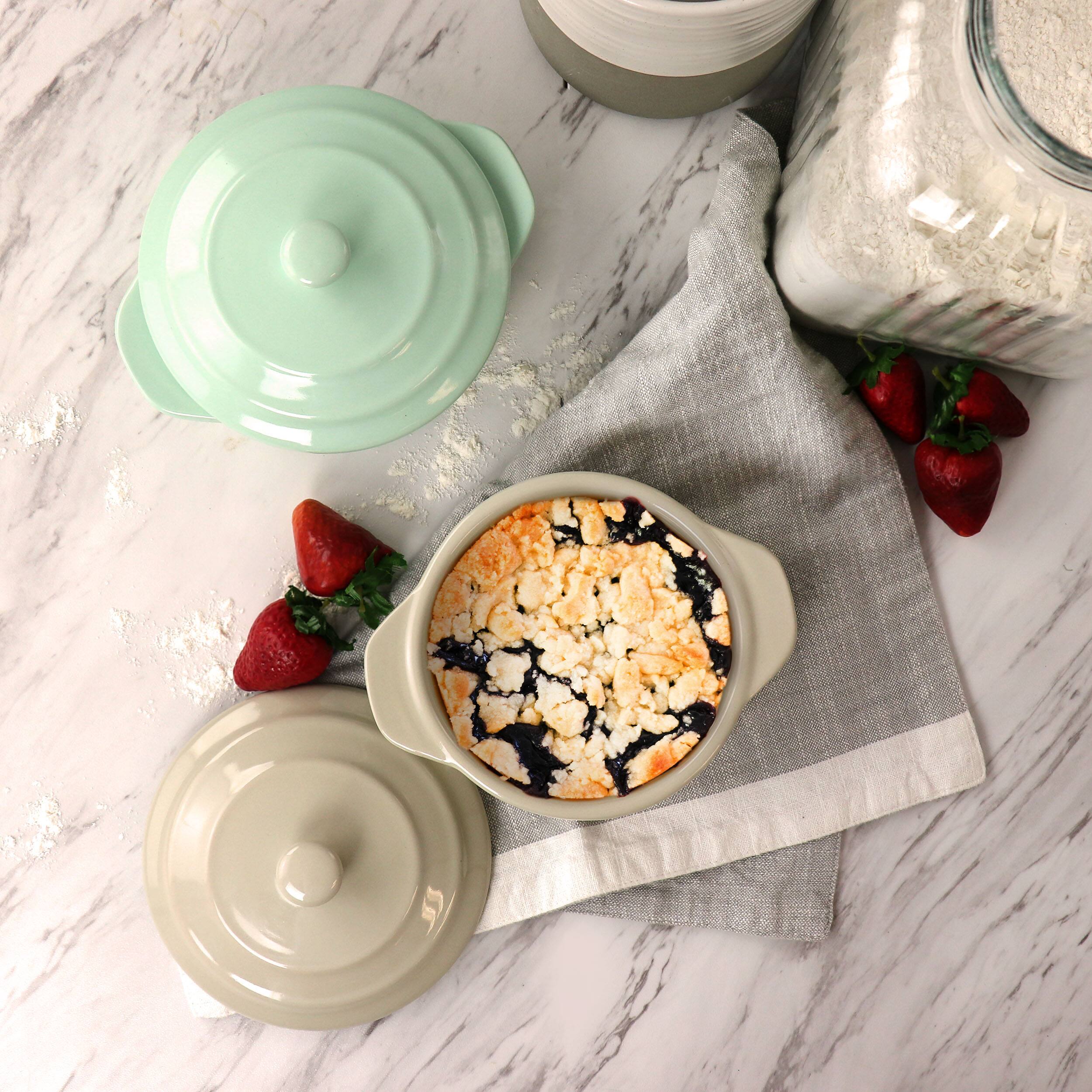 Alt View 5. Martha Stewart - Martha Stewart Stoneware Round Mini Casserole with Lid in Beige - Beige.