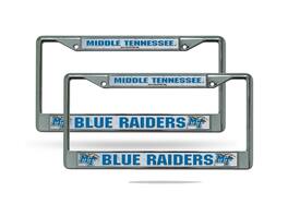 Rico Industries - Middle Tennessee Blue Raiders Chrome Metal License Plate Frame - Set of 2 Frames - Multi