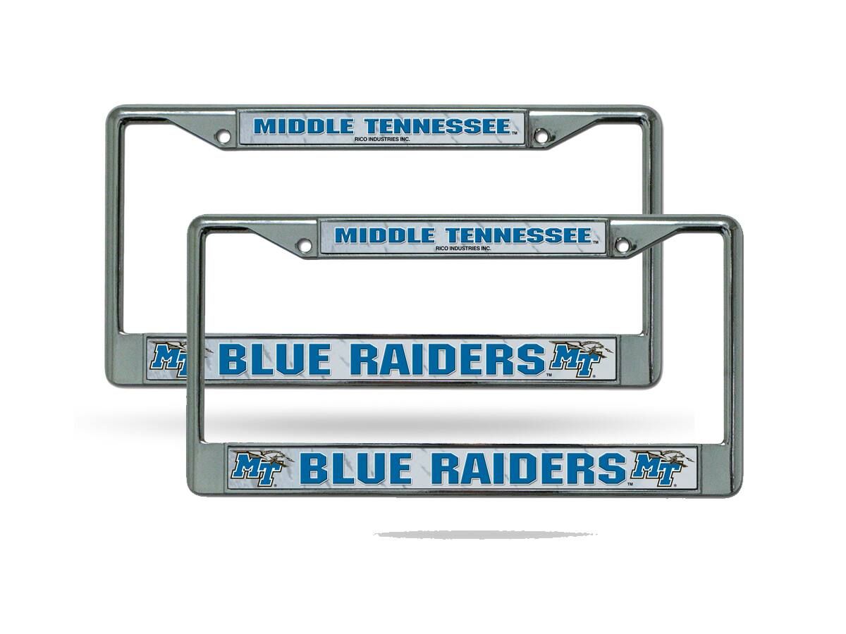 Middle Tennessee Blue Raiders Chrome Metal License Plate Frame - Set of 2 Frames
