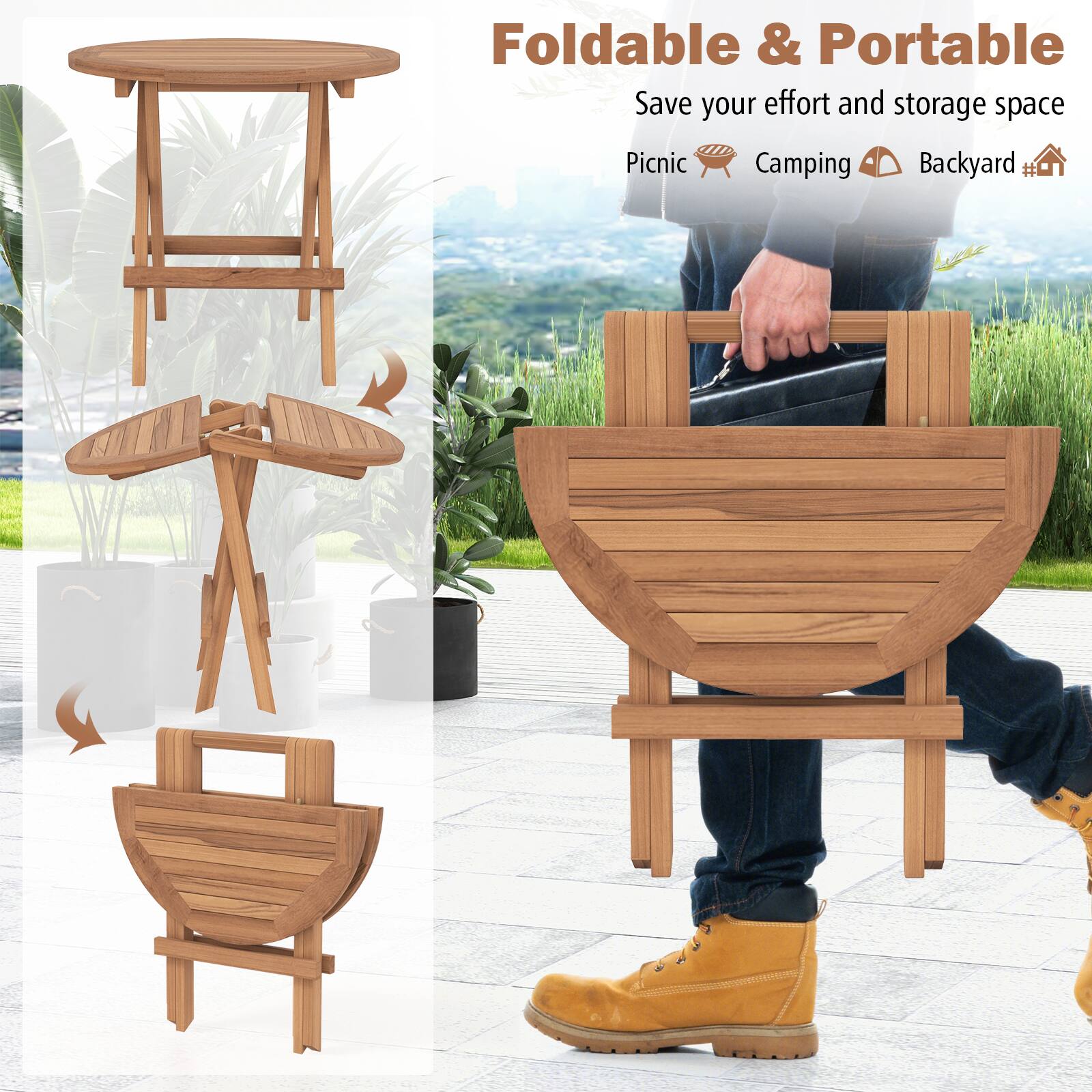 Foldable & Portable
Save your effort and storage space
Picnic
Camping
Backyard