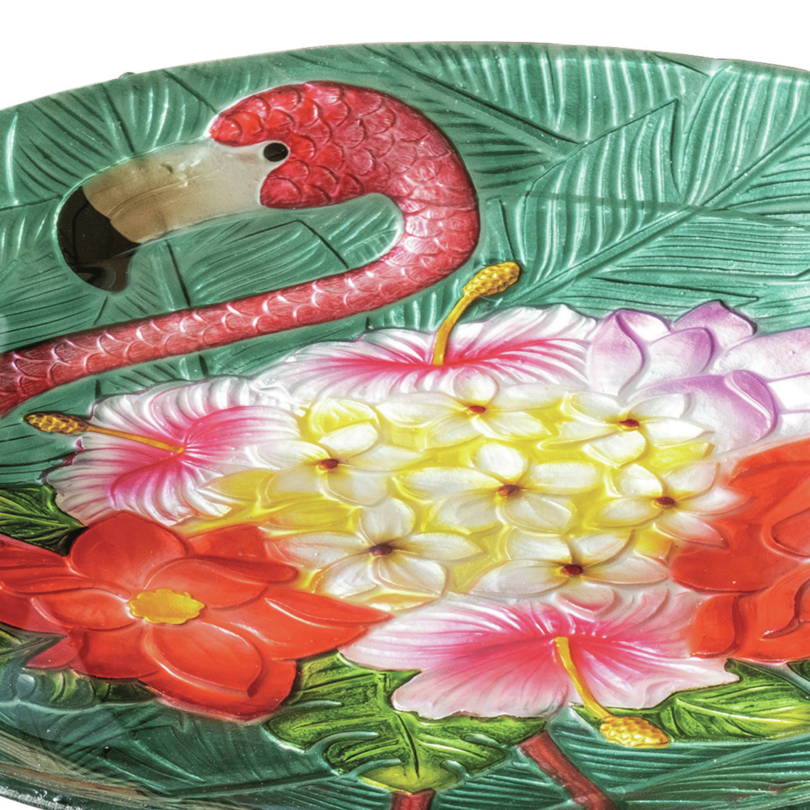 Alt View 1. Teamson Home - Teamson Home 17.8" Outdoor Handpainted Flamingo Glass Birdbath, Multi.