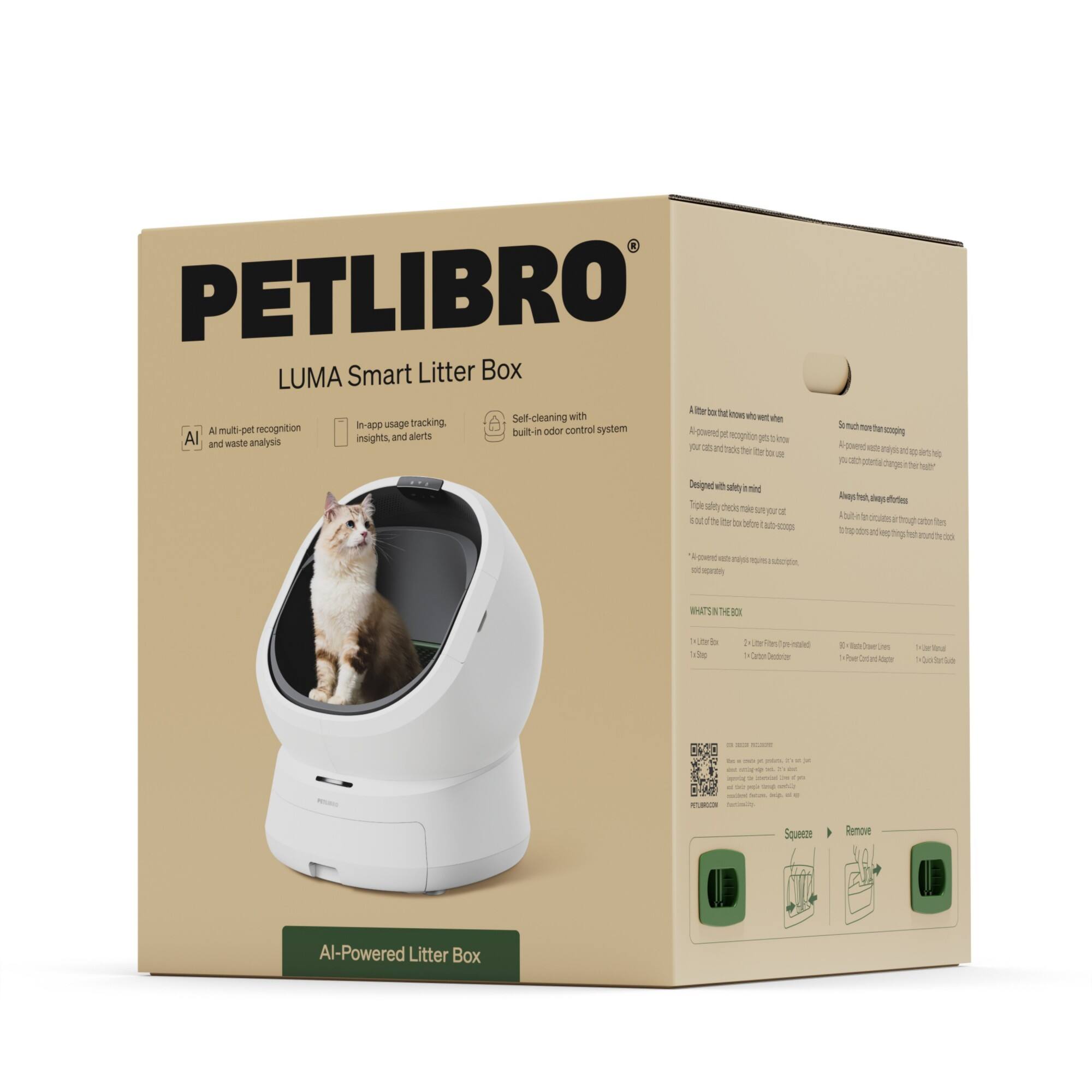 PETLIBRO LUMA Smart Litter Box 1ltr 30T Self-cleaning with AI multi-pet recognition built-in odor control system & in-app usage tracking, insights, and alerts, and waste analysis. Designed for easy use, no more scooping. AI-Powered Litter Box